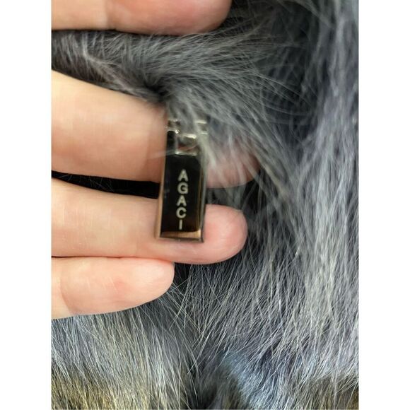 Medium, Seoul collection slate blue, gray coyote fur vest, jacket. Like new! - Picture 5 of 10